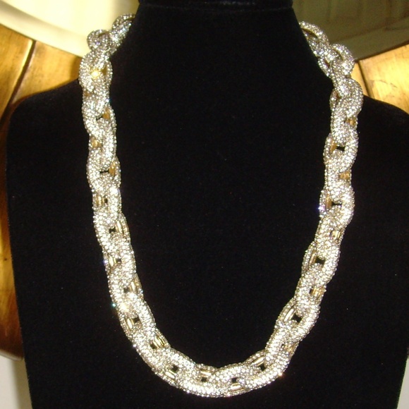 Rhinestone and Gold-Tone Chain Link Necklace - Picture 5 of 15